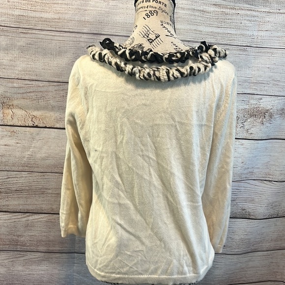 Nic + Zoe Cropped Cardigan Sweater Shrug Yarn Trim Size Petite Large - Picture 7 of 11